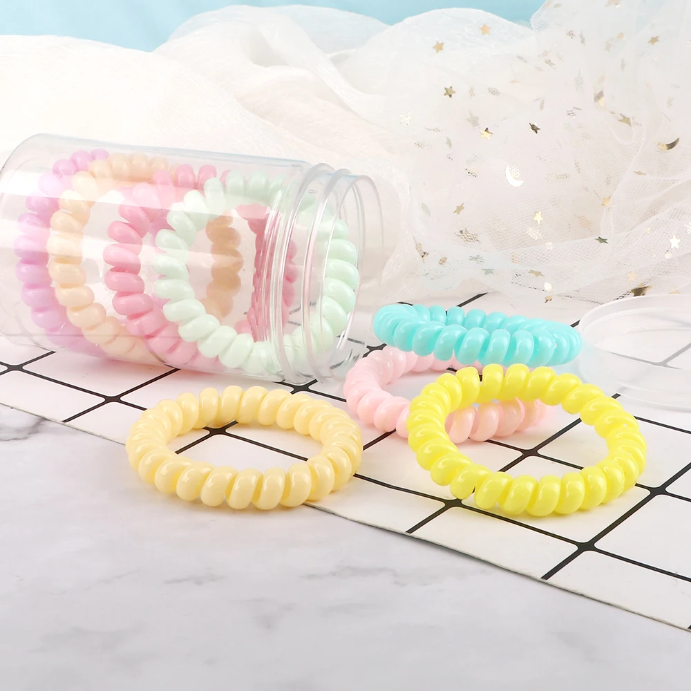 5Pc/Lot Women Hair Bands Accessories Colorful Telephone Wire Elastic Hair Tie Spiral Cord Rubber Band Girl Premium Scrunchie Gum