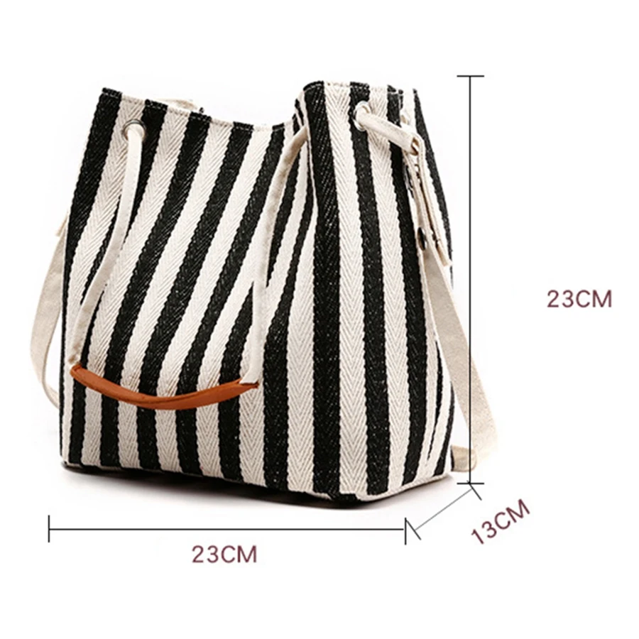 Big Stripe Shoulder Handbags Shopping Bag Beach Handbag New Fashion Canvas Bag Wild Striped Beach Bag Blue