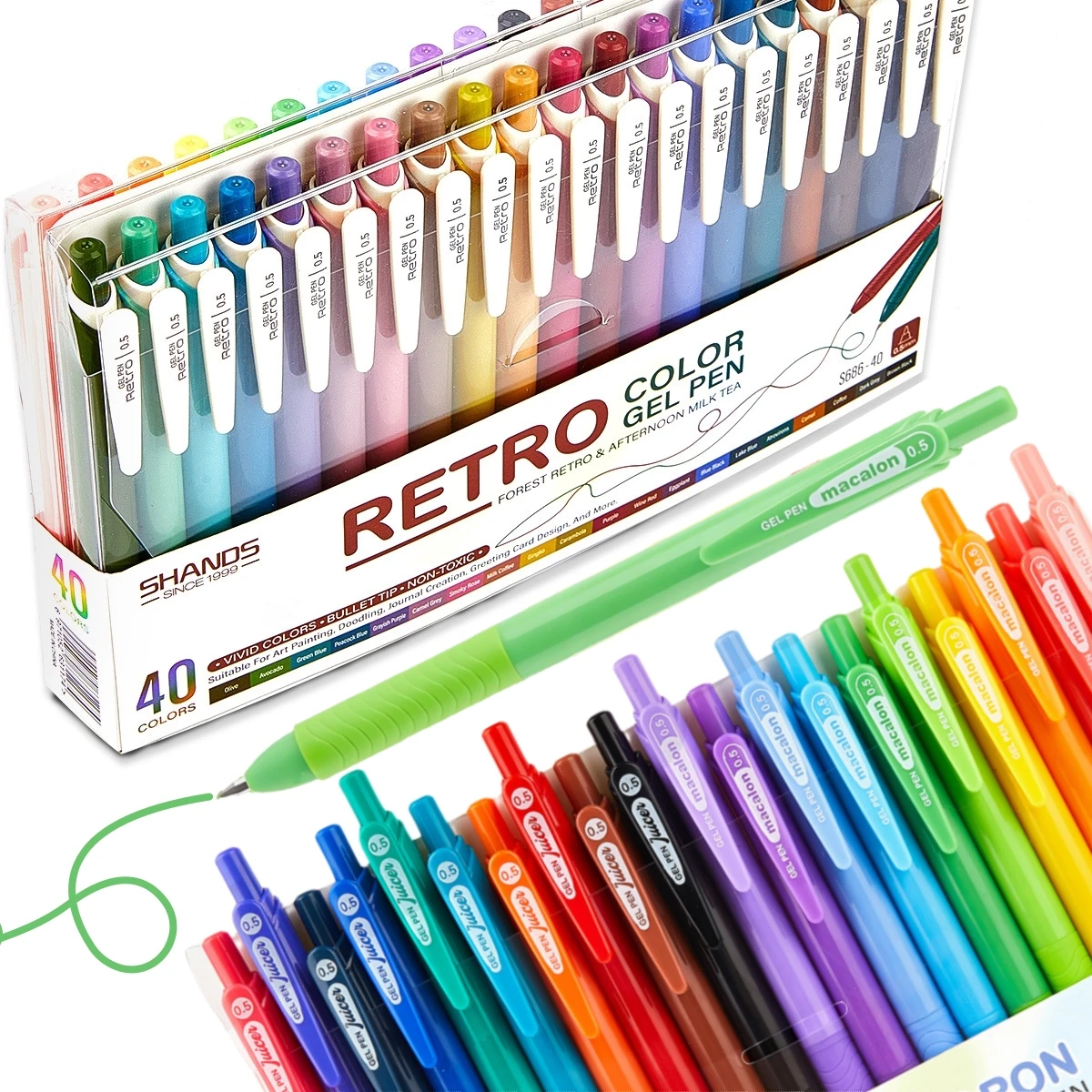 Retractable Gel Ink Pens,0.5mm Extra Fine Point Tip,Journaling Smooth Writing Note Taking Coloring No Bleed&Smear Smudge Drawing