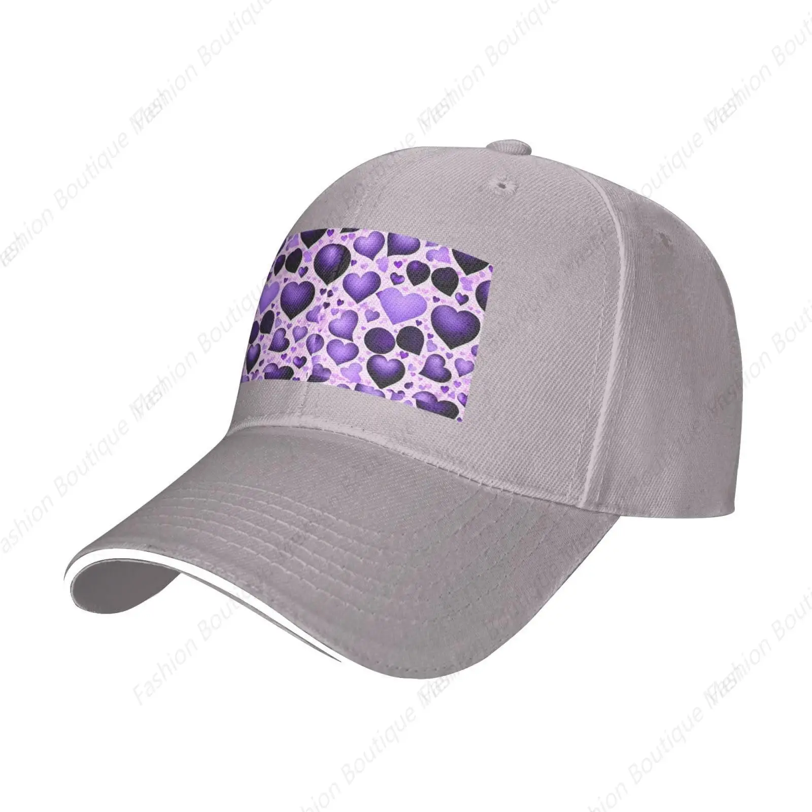 High Quality Vintage Purple Heart Balloon Print Sandwich Caps Peaked Caps Trucker Hat Men Women Lover Outdoor Sport Sun Visor