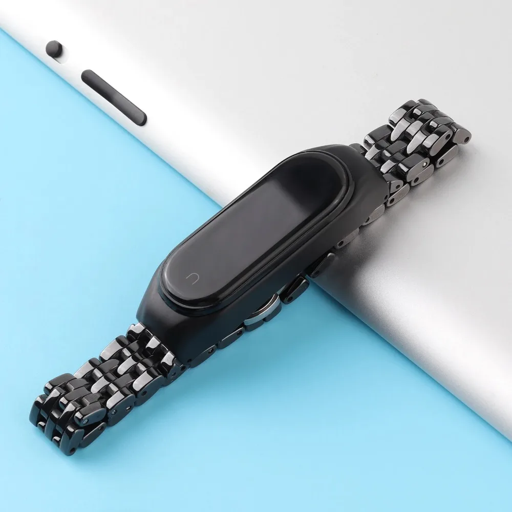 Ceramic Watch Strap for Xiaomi Mi Band 9 8 7 6 5 4 3 Metal Stainless steel Bracelet for Mi Band 8 7 Mi Band 6 5 4 3 Wrist Strap