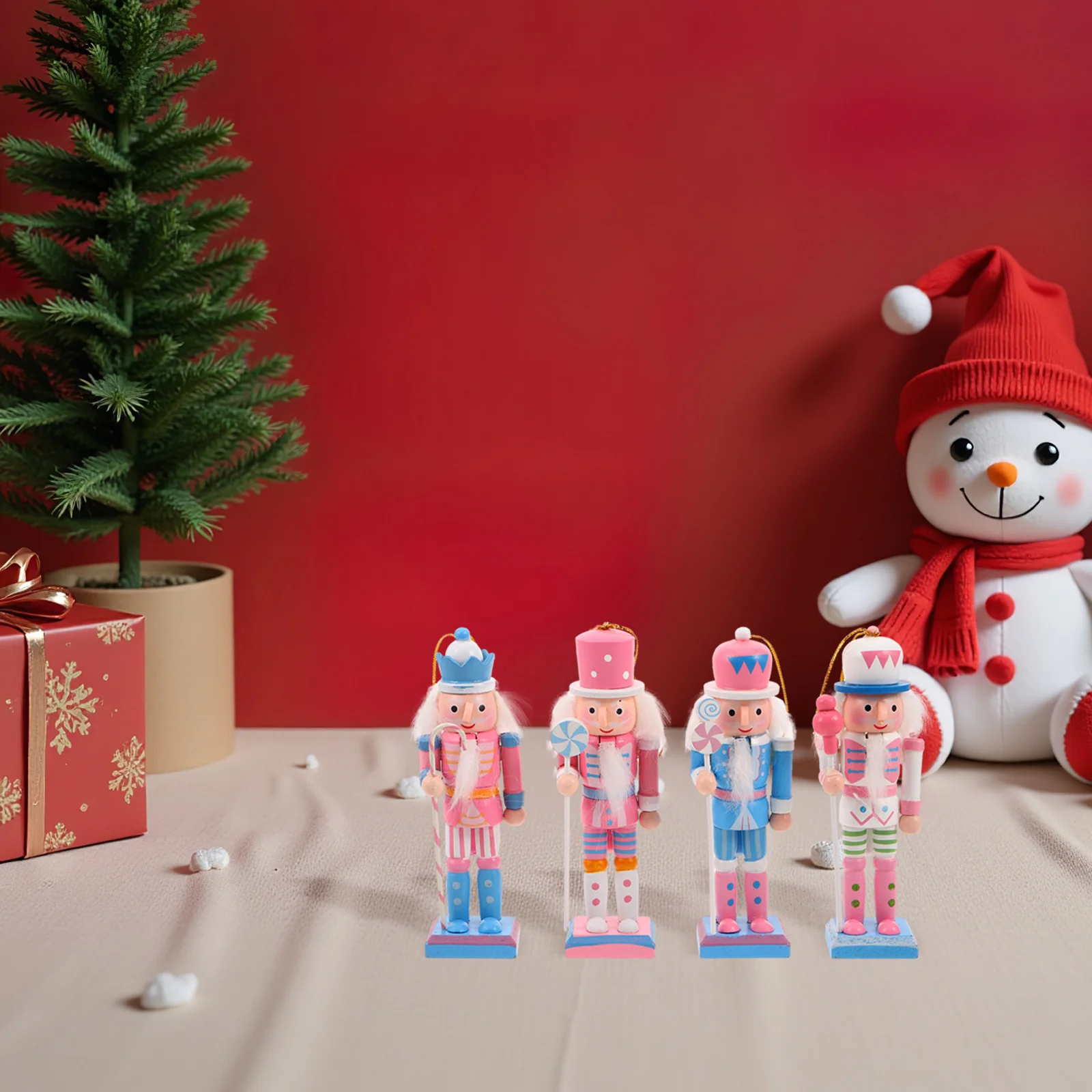 

4Pcs Nutcracker Hanging Ornaments Wooden Nutcracker Christmas Decorations Traditional Holiday Soldier Xmas Tree Tabletop Mantel