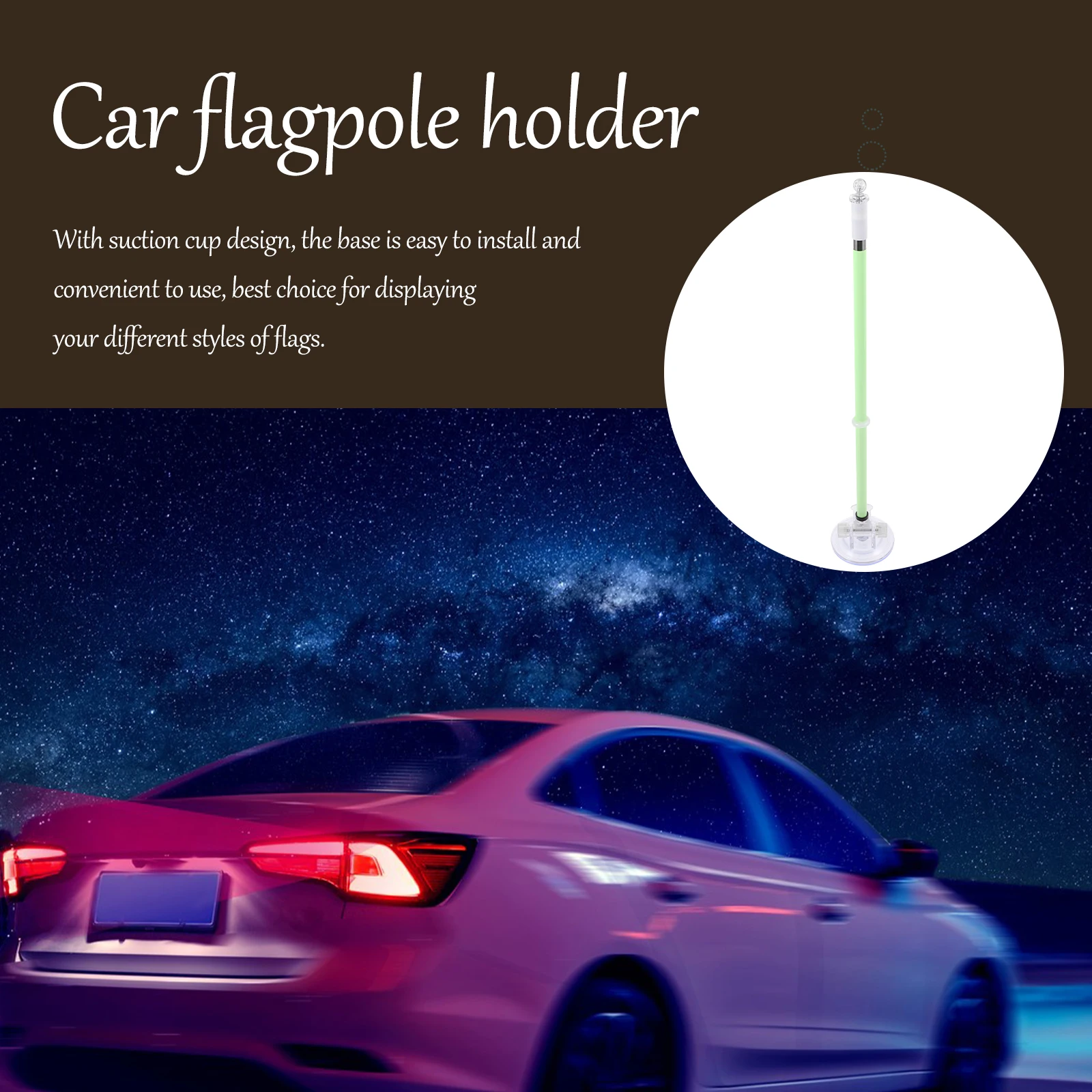 

Suction Cup Car Flagpole Holder Plastic Stable Flag Mount Base for Motorcycle Vehicle Roof Display National Celebration
