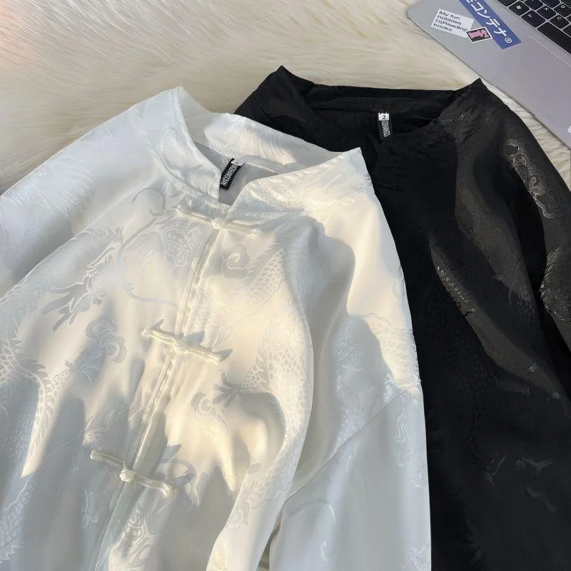 

Мужской костюм Тан в новом китайском стиле, очень большой размер (300), с вышивкой дракона, для весны и осени...