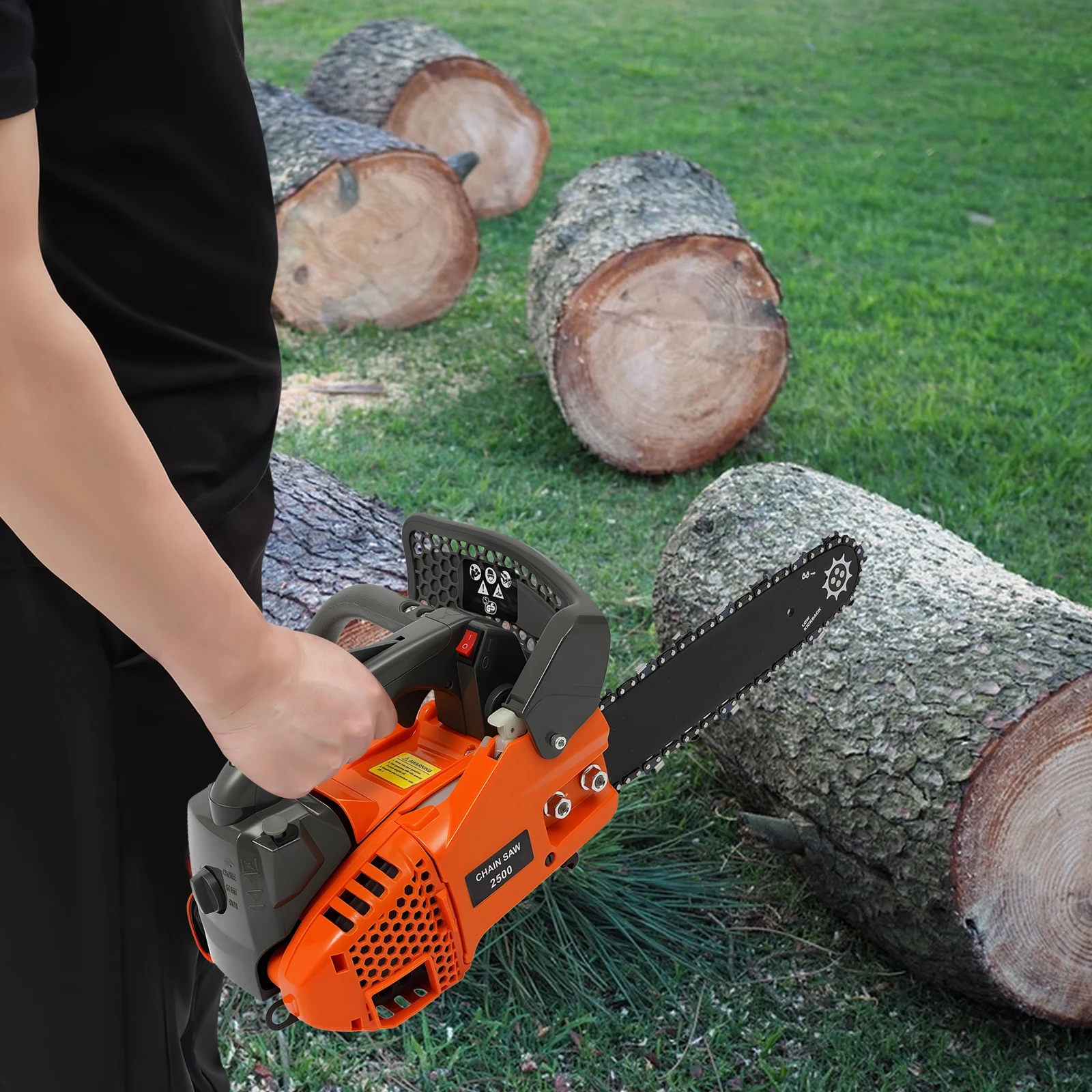 Бензиновая бензопила мощностью 900 Вт, бензопила с верхней ручкой 9000 об/мин, 25,4 куб.см, бензопила с 2-тактным двигателем, легкая ручная пила для резки садовых бревен