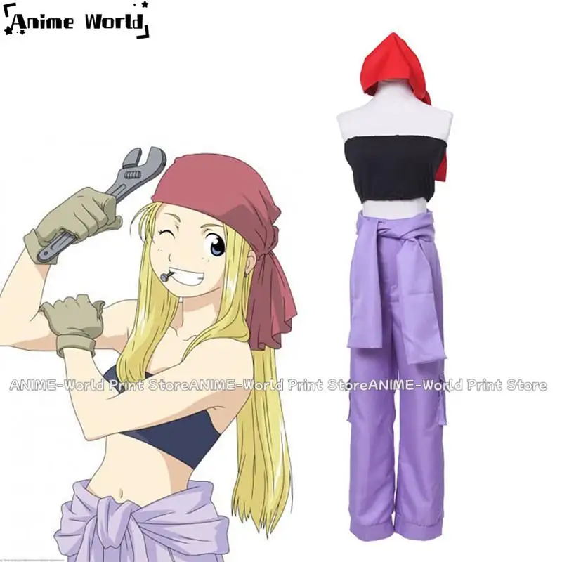 

《Custom Size》Anime Custom made Fullmetal Alchemist Winry Rockbell Working Cosplay Costumes Cos Costumes