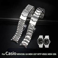 For Casio MDV106-1A MDV-107 MTP-VD01 MDV-106D Strap Stainless Steel Wristband Metal Bracelet 20mm 22mm Replacement Watchband