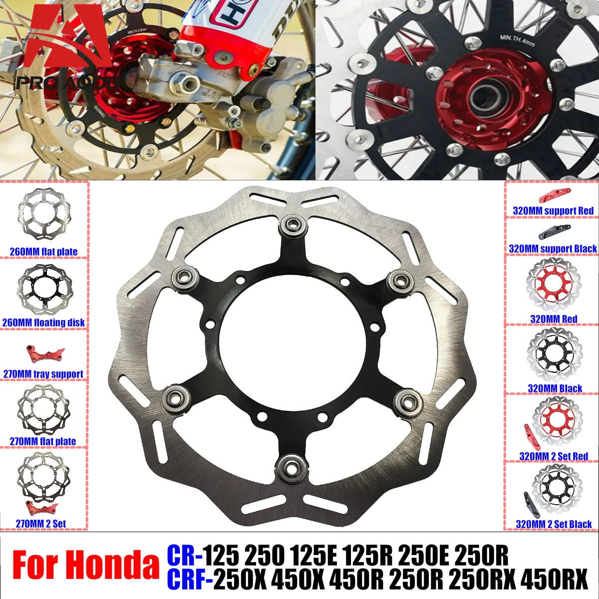 For Honda CR125E 250E 125R 250R CRF250R 450R 250X 450X 450RX Motorcycle accessories - Front Brake Disc Brake Caliper Bracket