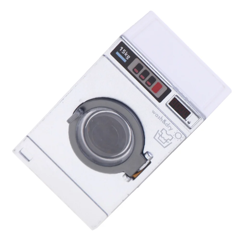 Miniature Simulation Washing Machine Model Dollhouse Laundry Room Furniture Pretend Play Housekeeping Toy Mini Washer Dryer For
