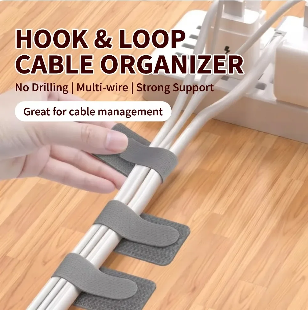 Self Adhesive Cable Clips 40Pack Wall Cord Organizer Hooks Wire Management Holder Straps for Computer TV Ethernet Desk Cables