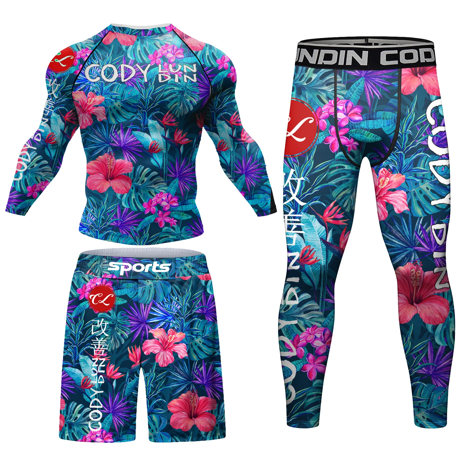 3D Digital Color Printed Men's Personalized Sportswear Outdoor Basketball Joggers Fitness Training Breathable Rash Guard Suits