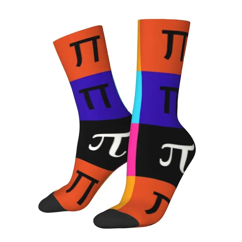 Cool Printed Colorblock Happy Pi Day Socks for Men Women Stretch Summer Autumn Winter Math Geek Nerd Crew Socks