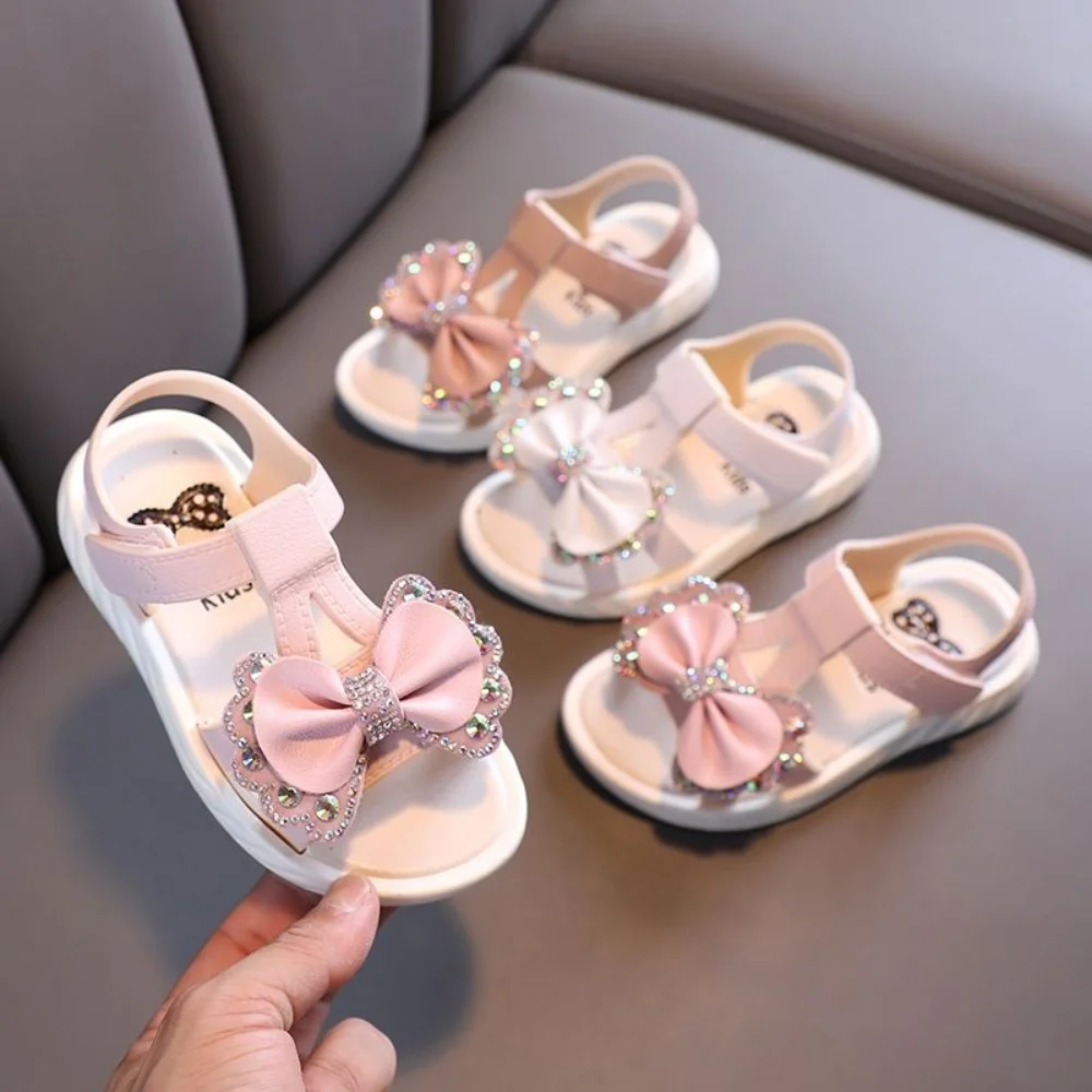 2023 verão meninas sandálias cor-de-rosa da criança do bebê moda princesa menina sapatos crianças dedo do pé aberto antiderrapante sandálias de praia sapatos casuais