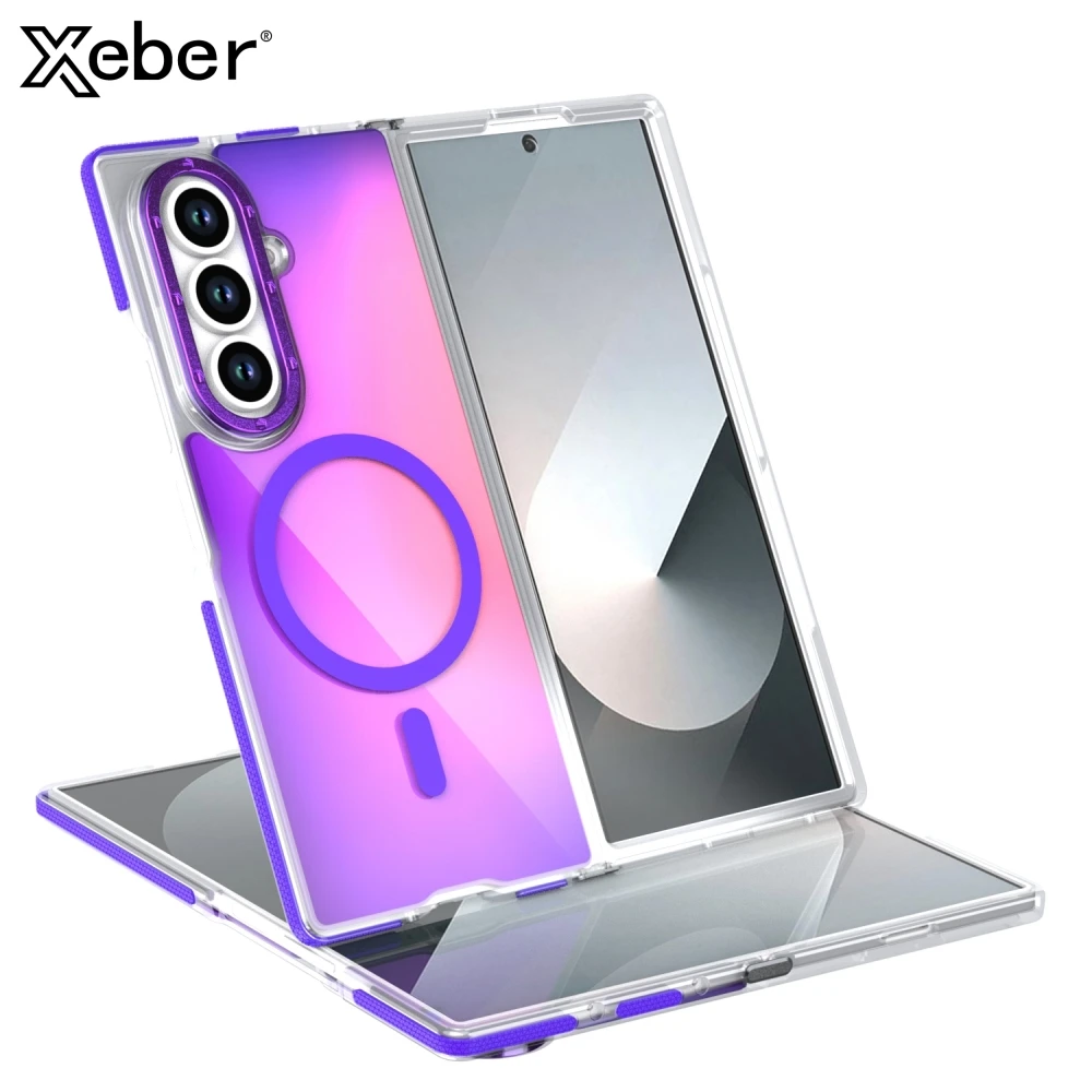 Farbwechselnde Metall-Linse für MagSafe Magnetische Stoßfeste Handyhülle für Samsung Galaxy Z Fold 8 7 Z Fold 6 Kabellose Ladehülle