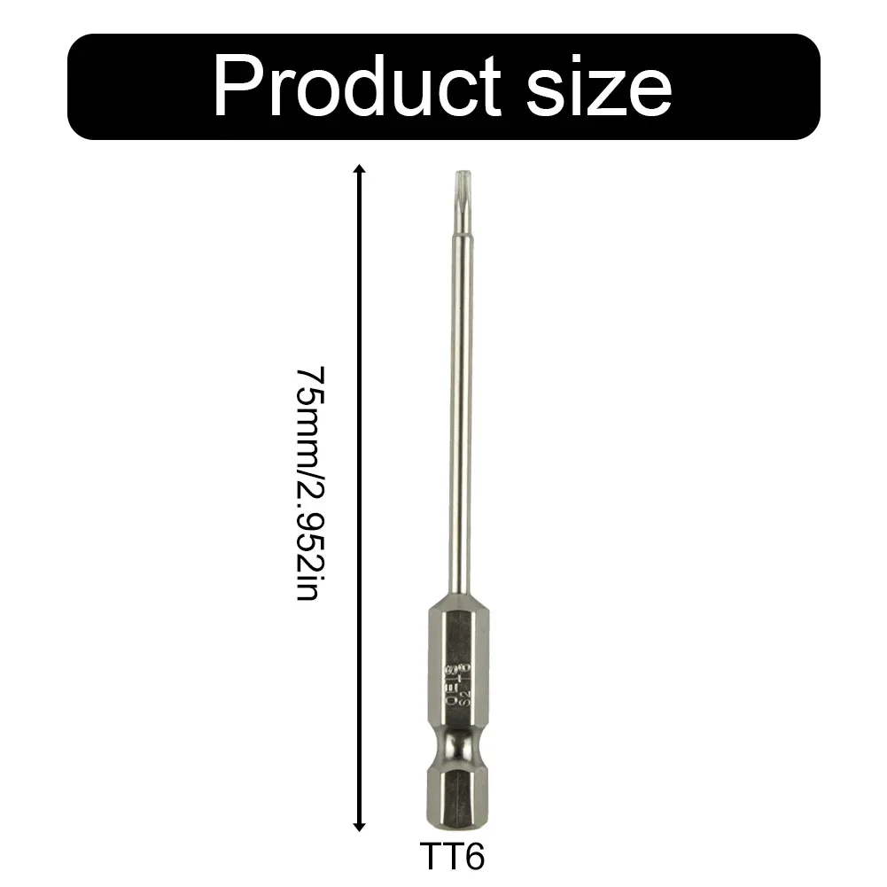 Hand Tools Screwdriver Hollow Torx Bit Magnetic Magnetisch Silver T6-T40 Hex Shank Silber 75mm Exact Screw Unscrew