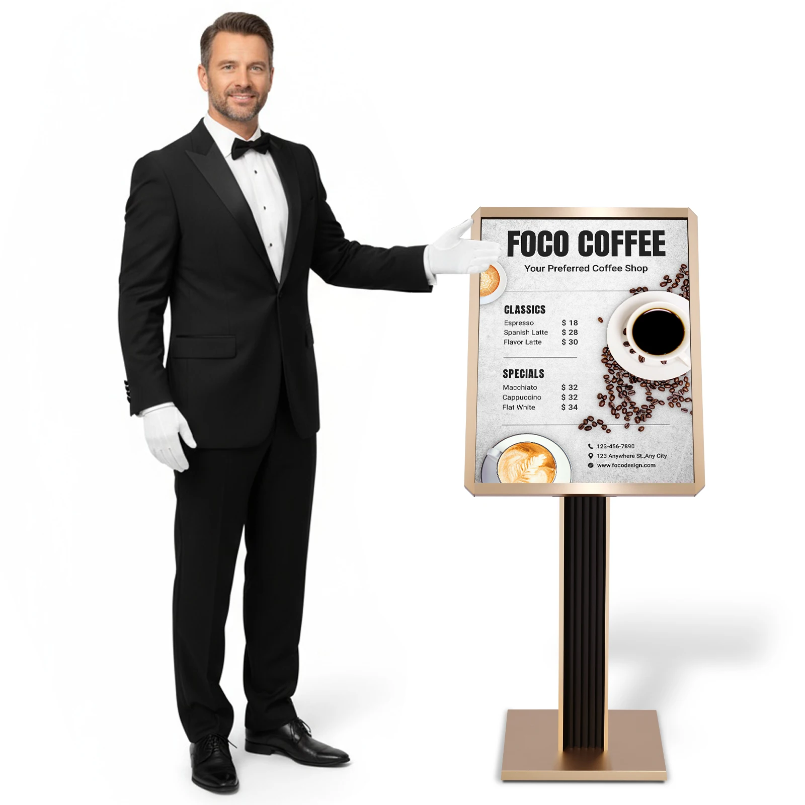 

Sign Holder Stand 20x27inch/24x31.5inch Pedestal Poster Banner Stand with Snap-Open Frame Display for Malls Schools Restaurants