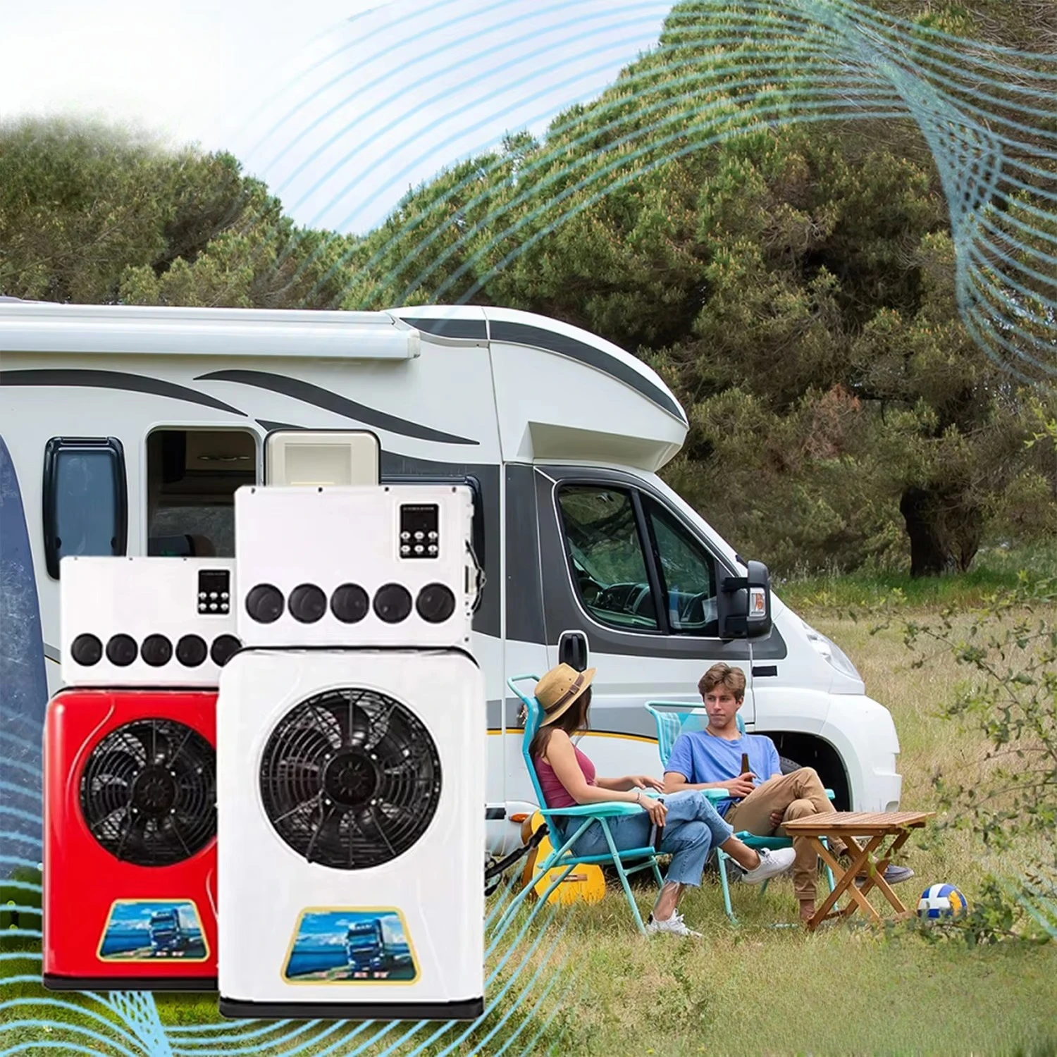 مكيفات هواء من النوع المنفصل RV Car Camper Truck Sleeper 24 فولت DC مع جهاز تحكم عن بعد