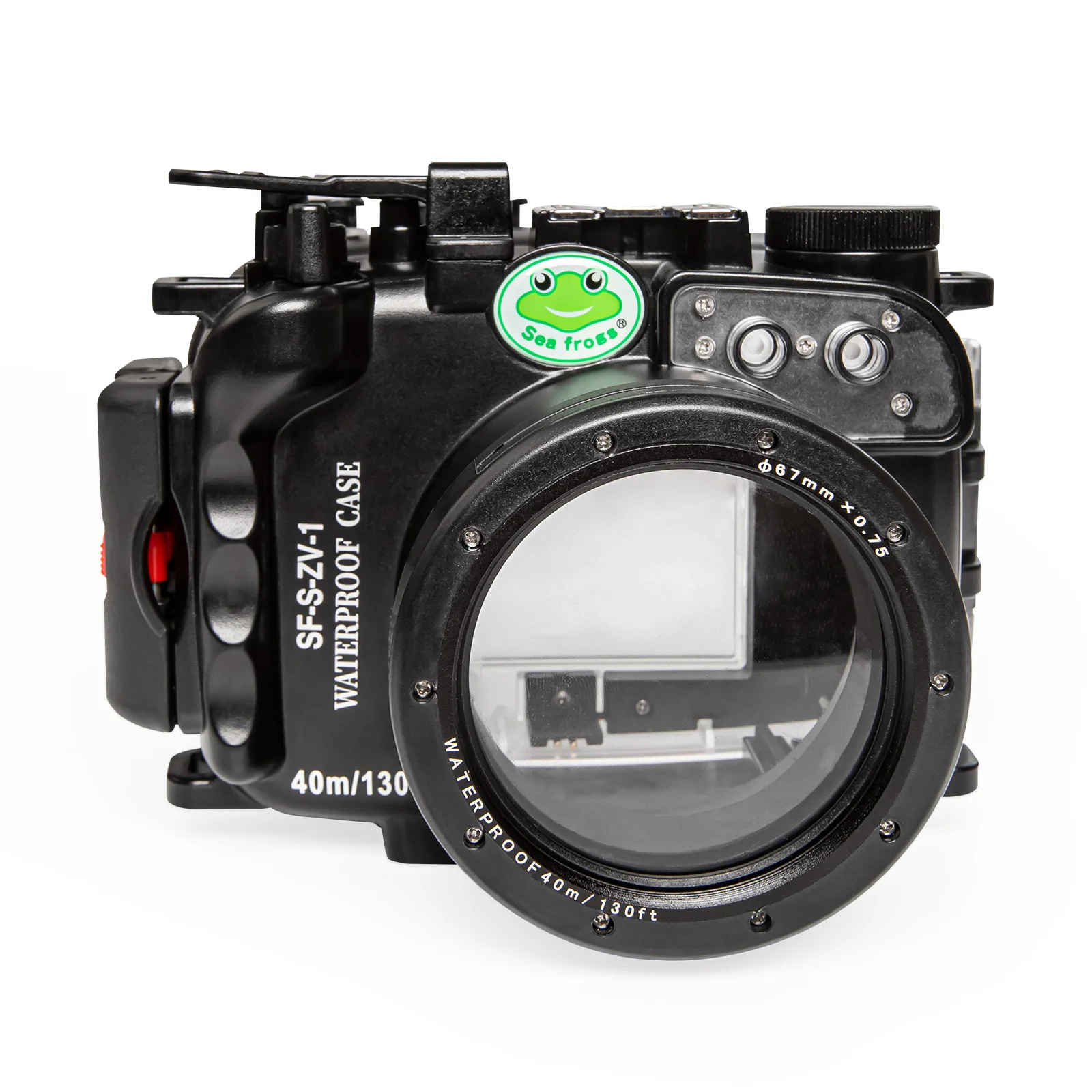 Waterproof shell with 67mm threaded interface compatible with Sony ZV-E1