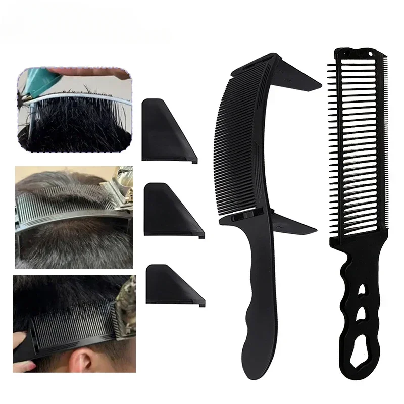 1/2Pcs Barber Flat Top Hair Cutting Comb Men Arc Design Curved Positioning Hair Clipper Fade Comb Salon Hairdresser Styling Tool