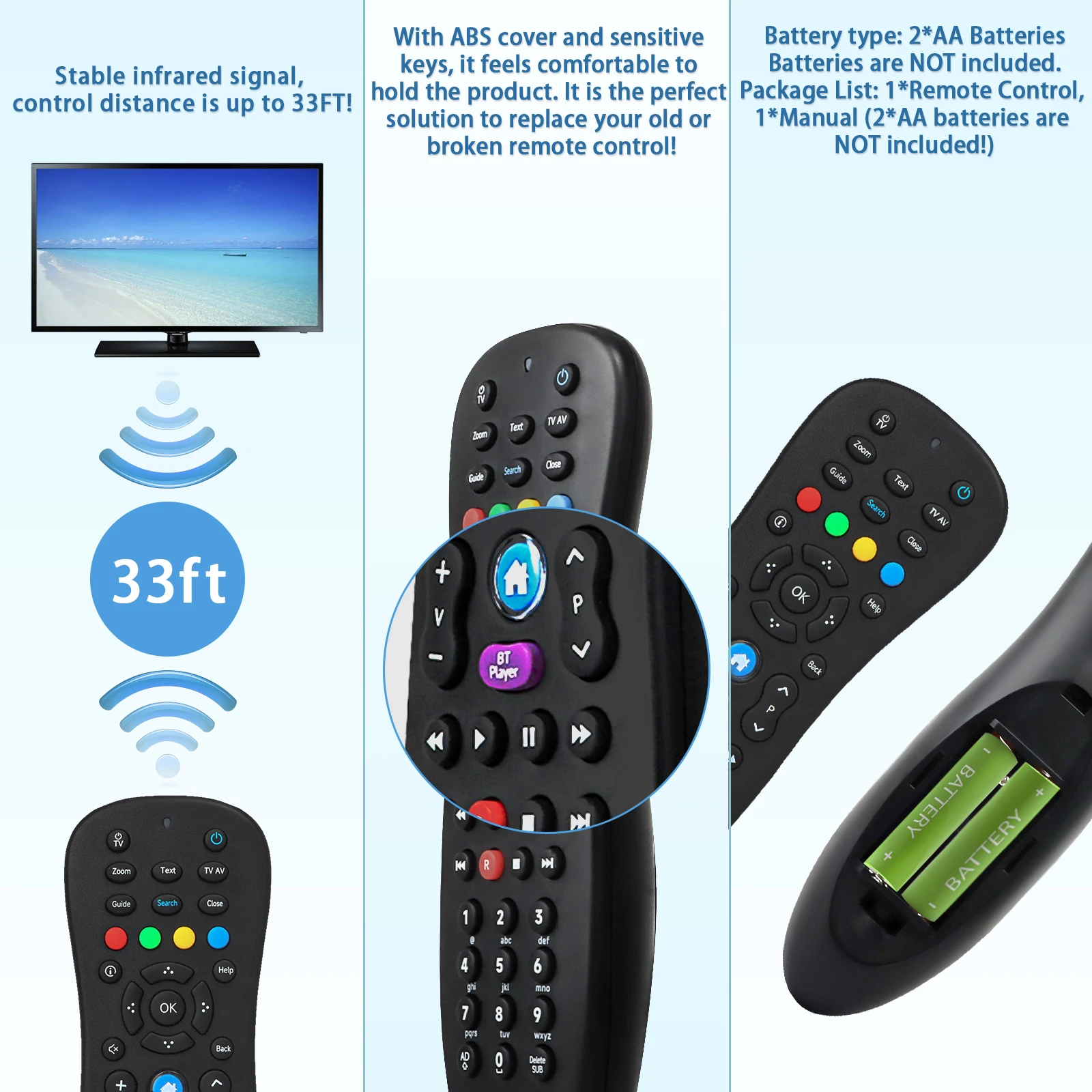 جهاز التحكم عن بعد لـ BT YouView Set Top Box RC3124705/04B DTR-T4000 DTR-T2100 DB-T2200 DTR-T2110 DTR-T2000 لـ Humax T1000 T1010