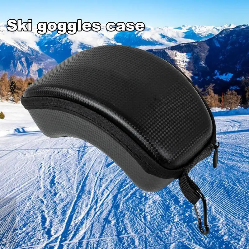 Estuche de gafas de viaje a prueba de polvo con mosquetón, caja de gafas de Snowboard, estuche de transporte protector para deportes de nieve