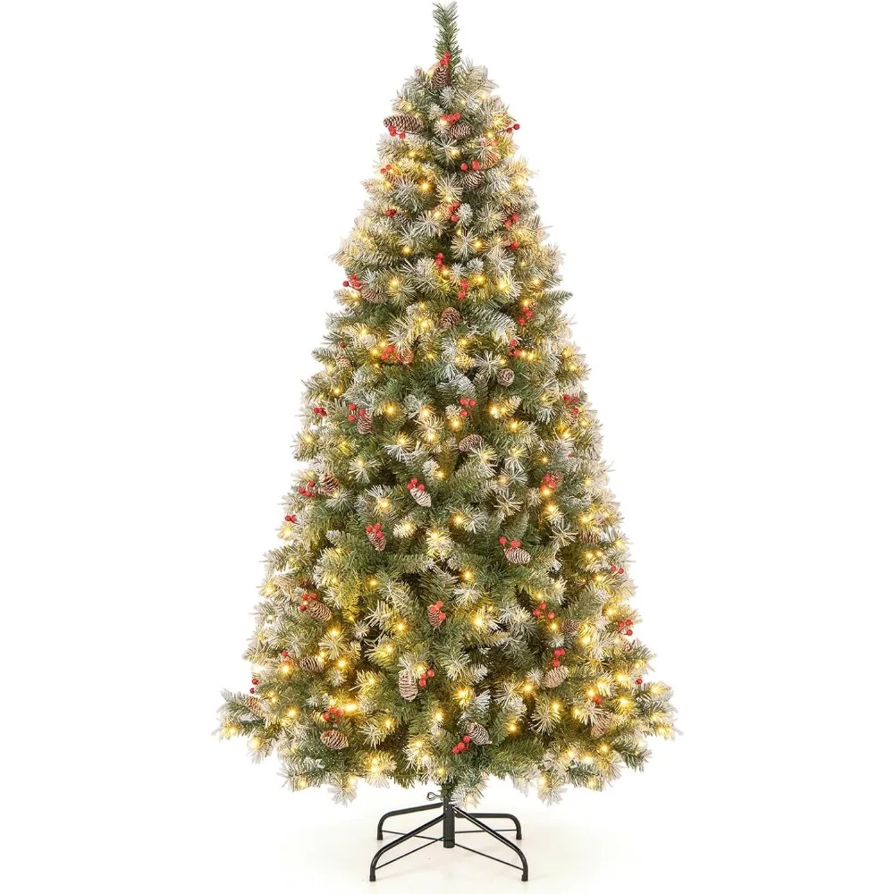 Christmas Tree 6.5ft Pre-Lit Artificial Hinged Warm-White LED Lighting Modes 909 Holiday Party Office Home Decor Christmas Trees