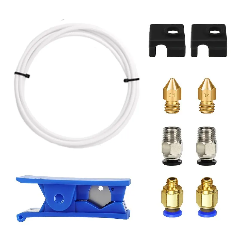 10Pcs 3D Printer Parts Kit 1M PTFE Tube MK8 0.4mm Nozzle PC4-M6/PC4-01 Fitting Tube Cutter Silicone Sock For Ender3 CR10