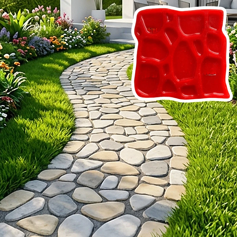 30 * 30CM cement imitation pebble ground embossing mold garden courtyard floor road cultural stone wall decoration