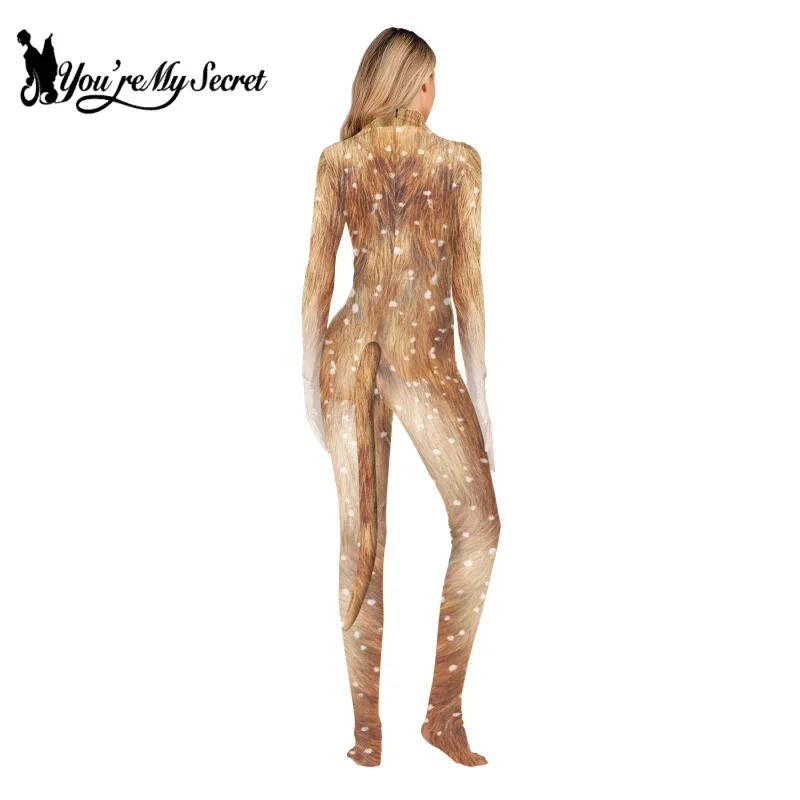 [أنت سري] الكبار الحيوان الأيائل سيكا الغزلان طباعة تأثيري أزياء مسرحية هالوين كرنفال حفلة تنكرية Zentai البدلة