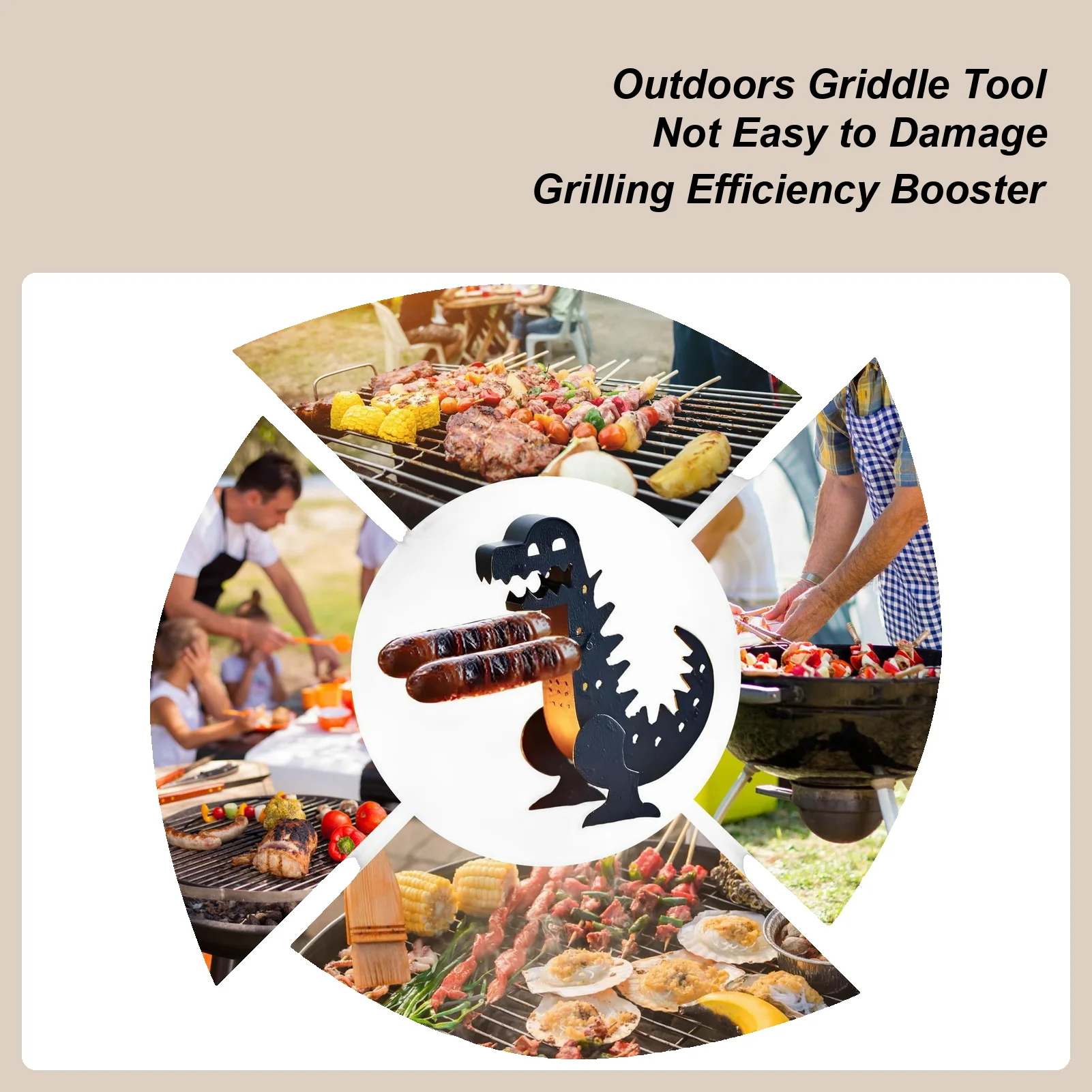 Iron Dinosaur Sausage Grilling Tool Portable Funny Hot Dog Griller Barbecue Skewer Set Grilling Cookware & Rotisseries For BBQ