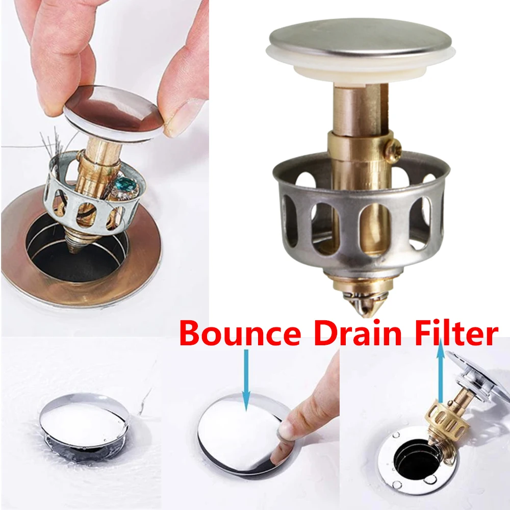 Universal Wash Basin Bounce Drain Filter Bathtub Kitchen Stopper Filter