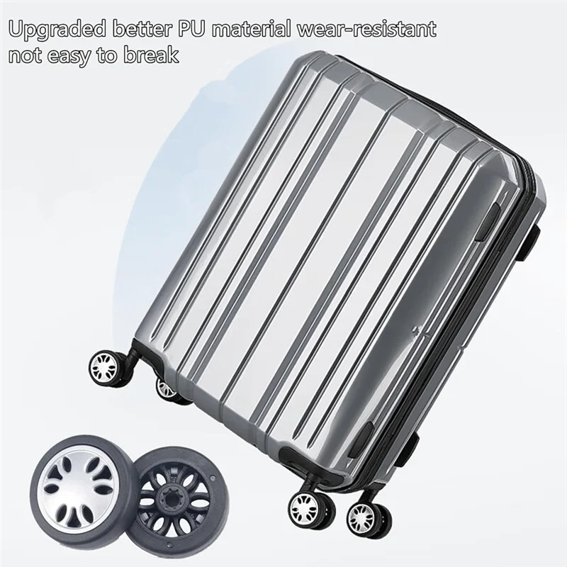 LICE-8 шт. комплект для замены колес для багажа, диаметр 2 дюйма/50 мм, толщина 0,47 дюйма/12 мм, устойчивый резиновый бесшумный ролик, сменный чемодан, прочный