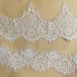 High quality cotton fine strands wavy eyelashes lace wedding veil accessories length 3yards a beige white