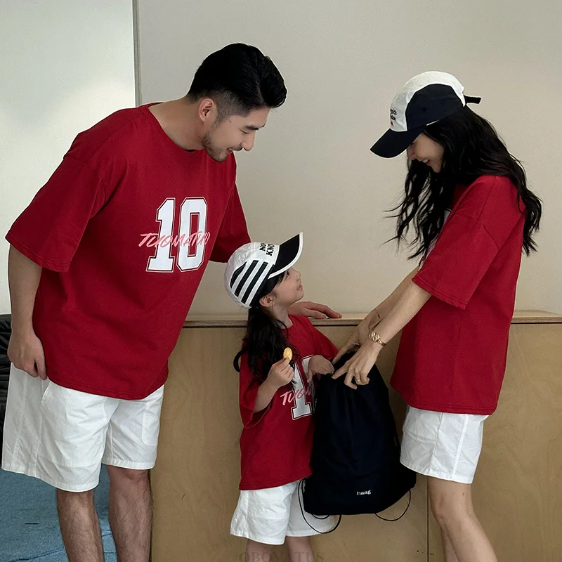 Dad Mom and Baby Matching Clothes Set Father Mother and Daughter Son Summer Vacation Clothing Set Couple Kids Family Look Wear