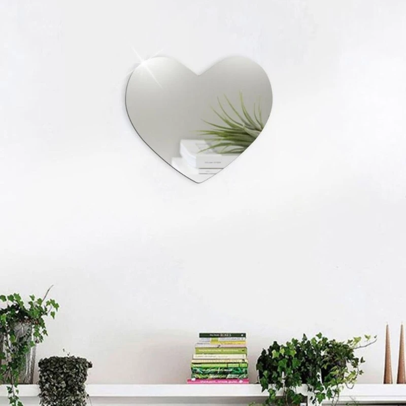 3D Heart Mirror Wall Stickers Self Adhesive Mirror Wall Decors Removable Mirror Decors DIY Wall Stickers for Bedroom