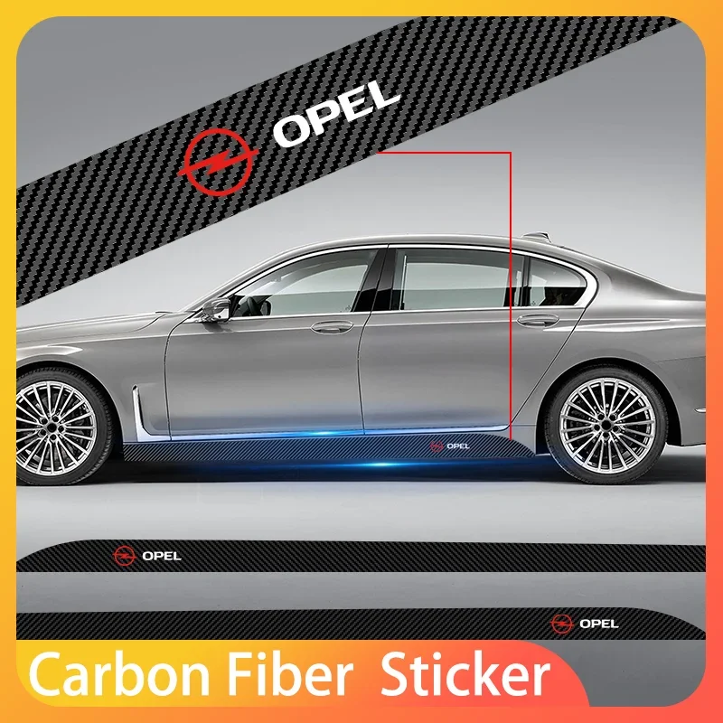 

2pcs Car Logo Carbon Fibre Side Decal Side Skirt Car Stickers For Opel Astra j Insignia Astra g Zafira b Mokka Accessories