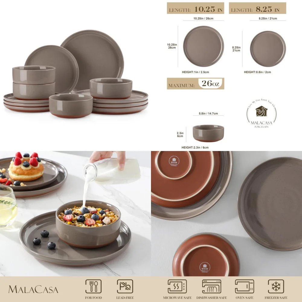 

Ceramic Tableware Set12 Piece Modern Stoneware Dinnerware Set for 4 Perfect for Everyday Dining and Entertaining Durable Elegant