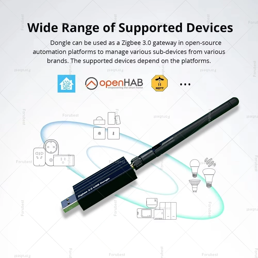 Zigbee 3.0 dongle usb com antena universal zigbee sem fio gateway hub suporte zigbee2mqtt assistente doméstico, raspbian, openhab
