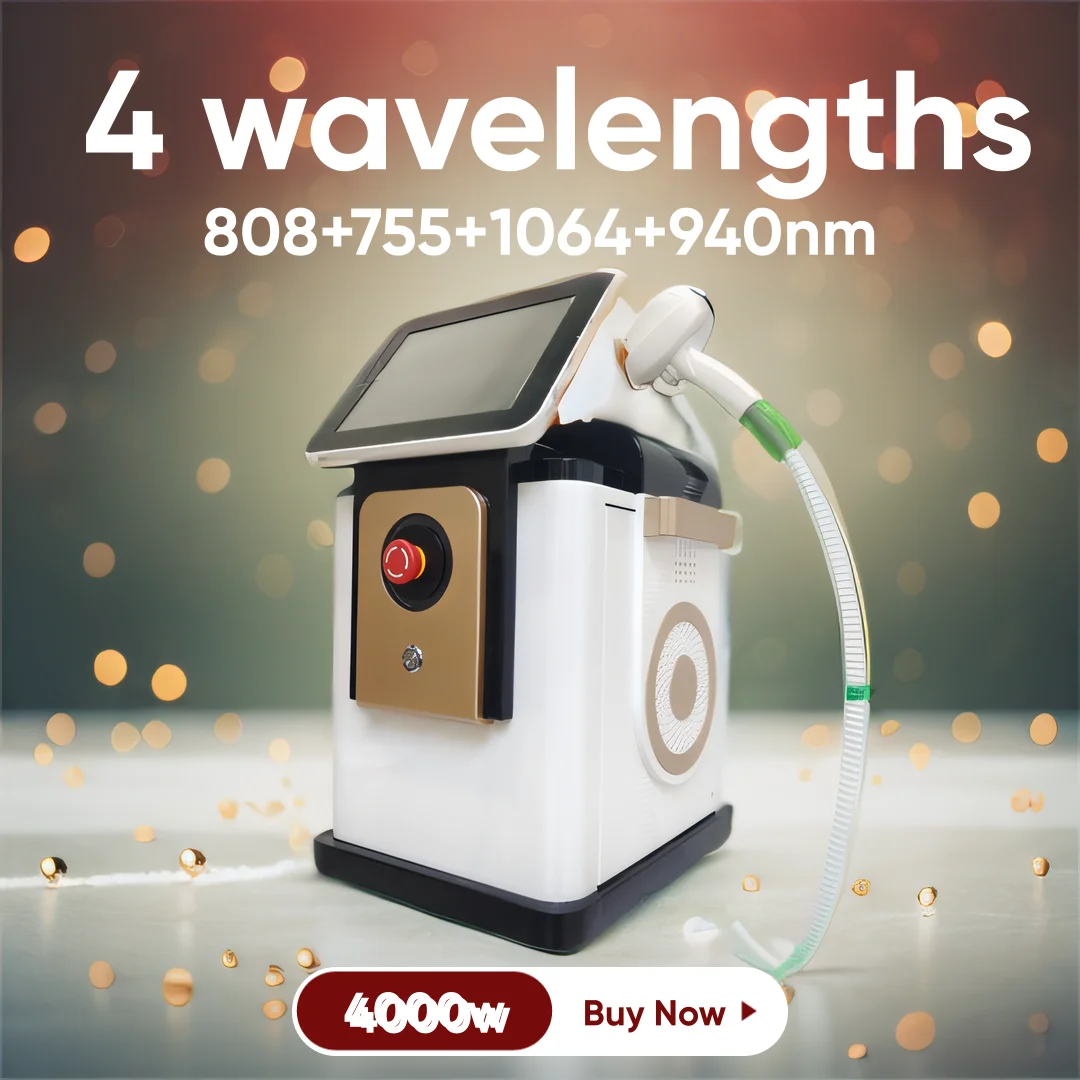 4 Waves Portable Diode Ice Titanium Laser Body Hair Removal Machine 808nm Alexandrite Device Permanent CE Woman 4000w