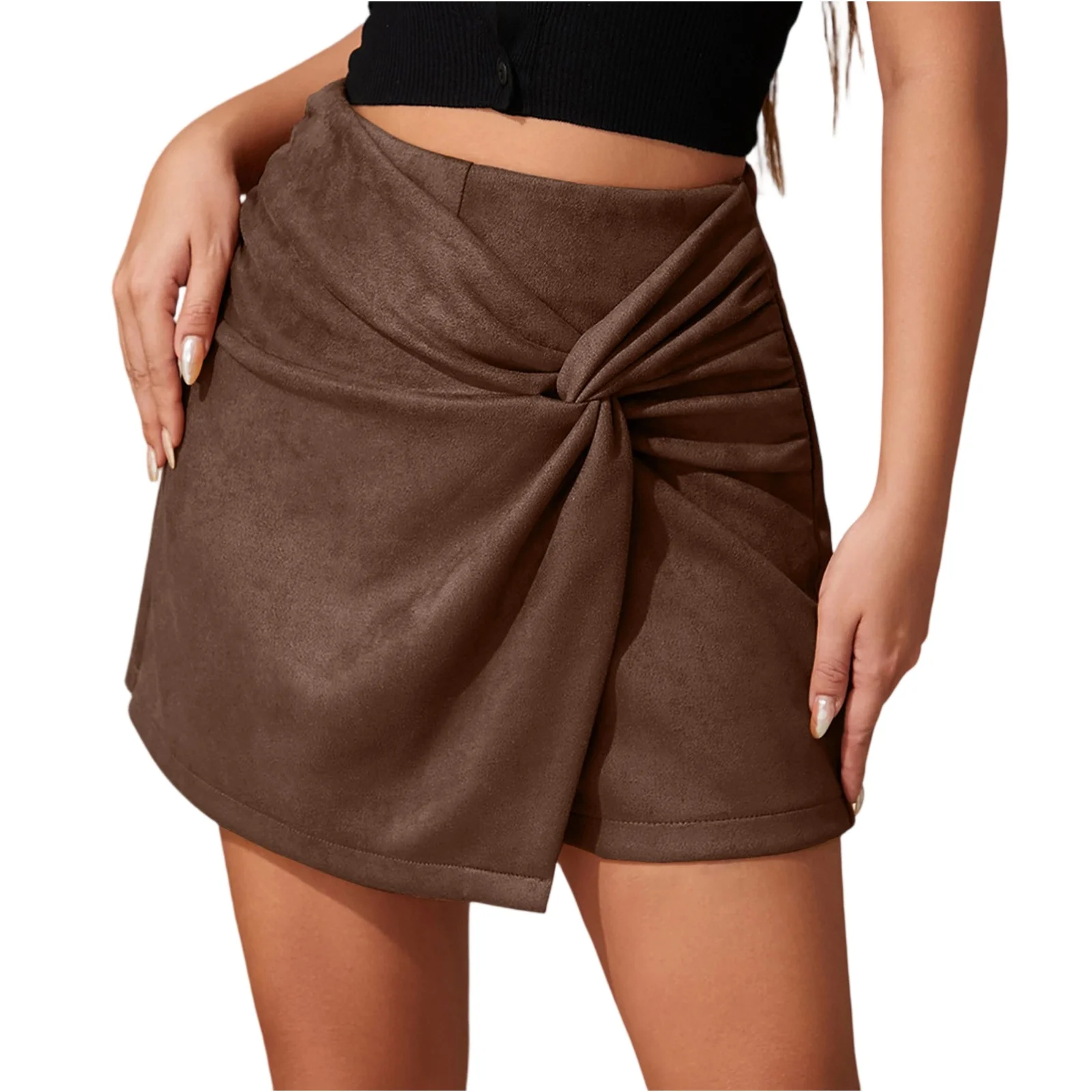 

Женская плиссированная юбка, шикарные и элегантные женские короткие брюки, женская плиссированная пляжная юбка трапециевидной формы, шорты с высокой талией для женщин 2025