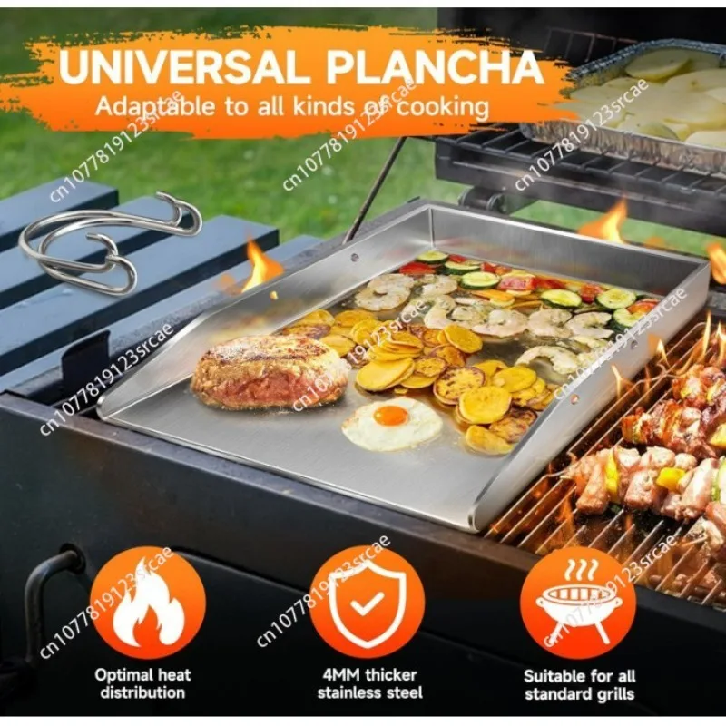 grill plate 4mm thick stainless steel grill for gas and charcoal grill 40X30X4cm with removable handle