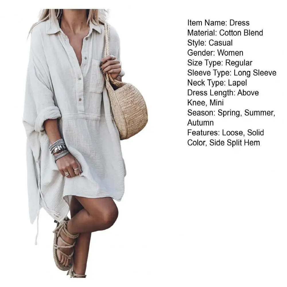 Women\'s Loose Fitting Cotton Linen V-neck Linen Mid Length Shirt Dress Casual Elegant Long Dresses For Women 2024