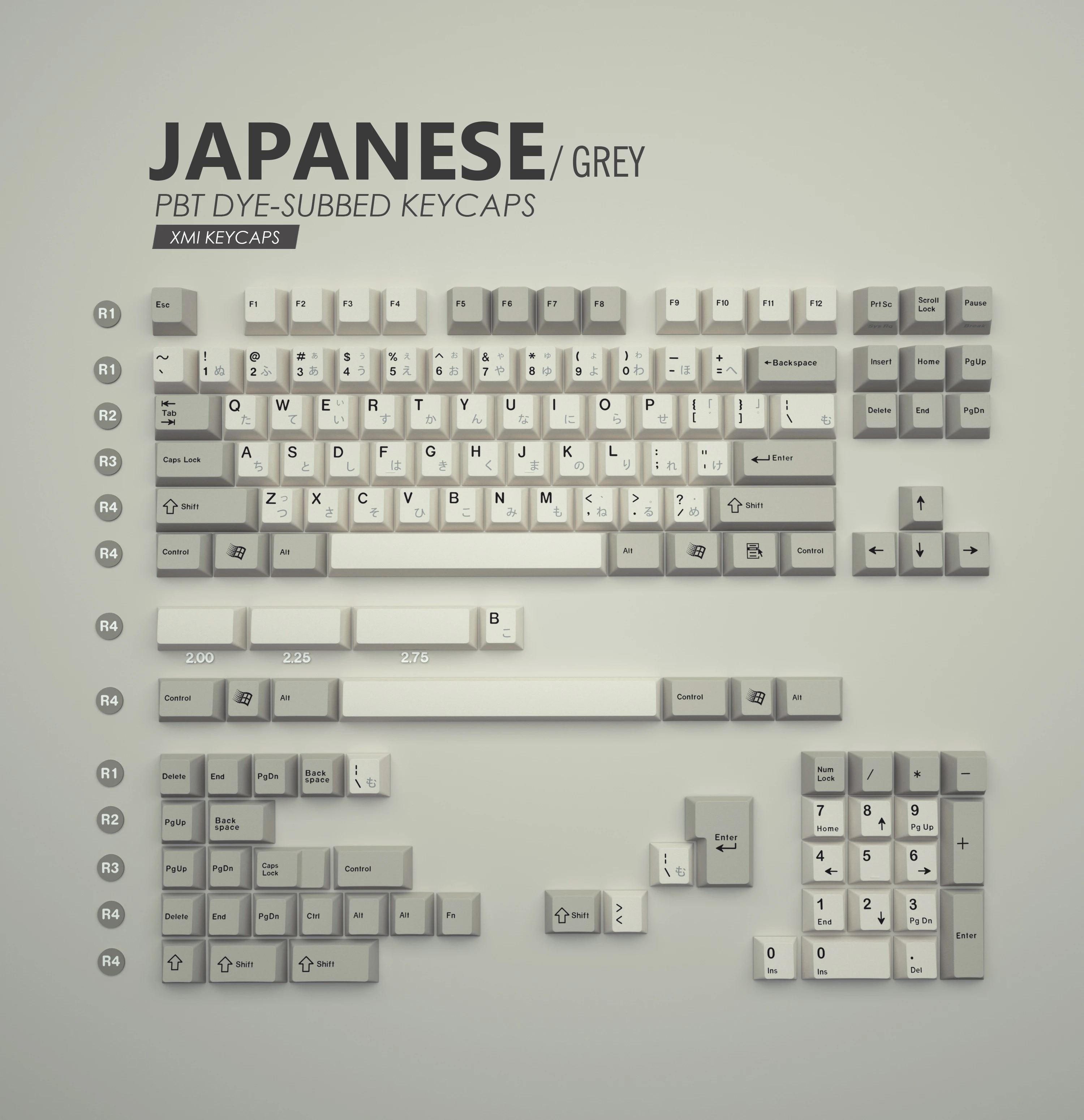 Imagem -04 - Xmi-xiami Teclado Mecânico Keycaps Japonês Japão Pbt Dye Sub Clássico Cinza e Branco Retro