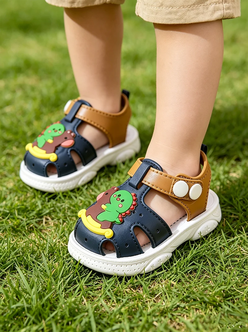 Cartoon-Sandalen mit geschlossener Zehenpartie für Kleinkinder, Kaninchen und Dinosaurier, rutschfeste, atmungsaktive Sommer-Outdoor-Freizeitschuhe – Detail 2