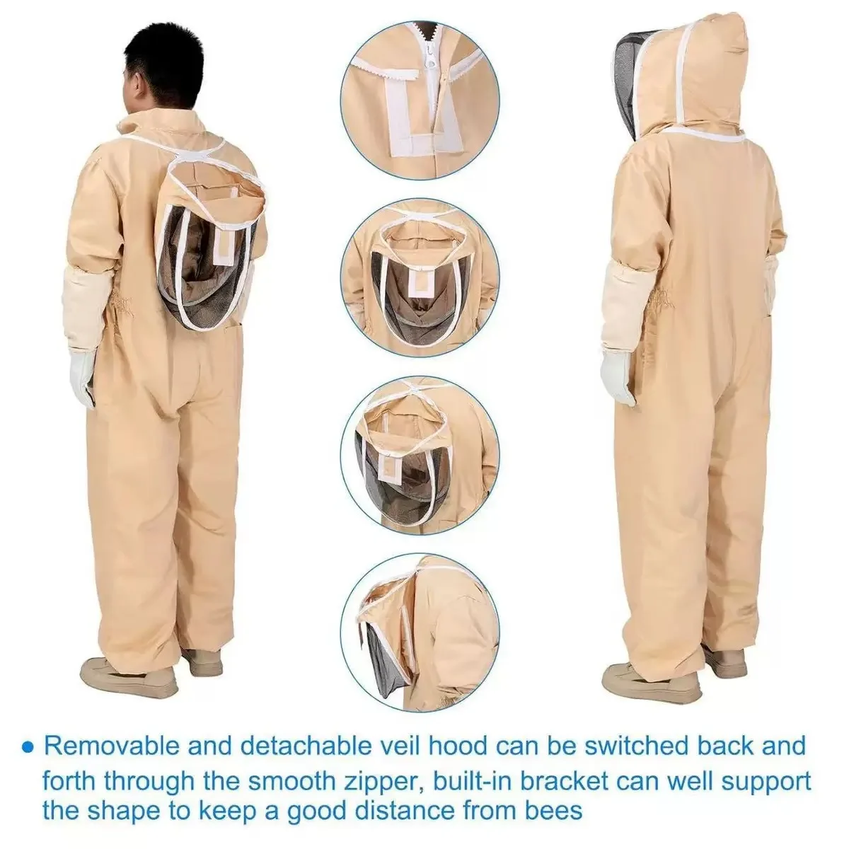 1Set Professional Ventilated Full Body Beekeeping Bee Keeping Suit With Gloves