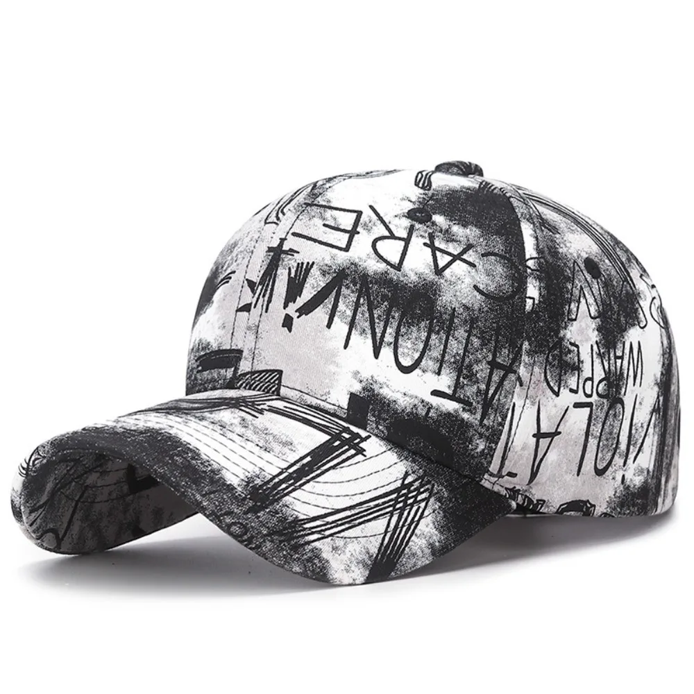 

Trendy Adjustable Women Men Caps Breathable Graffiti Fabric Baseball Cap Long Brimmed Street Trend Hat Outdoor Activities
