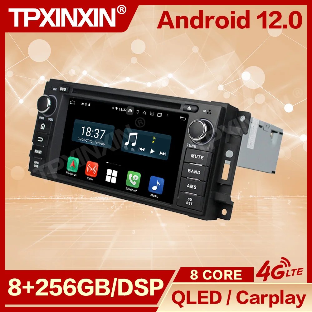 Radio Coche With Bluetooth Carplay Autoradio GPS Navi For Jeep Compass Wrangler Automotive Multimedia 2 Din Android 11 Head Unit