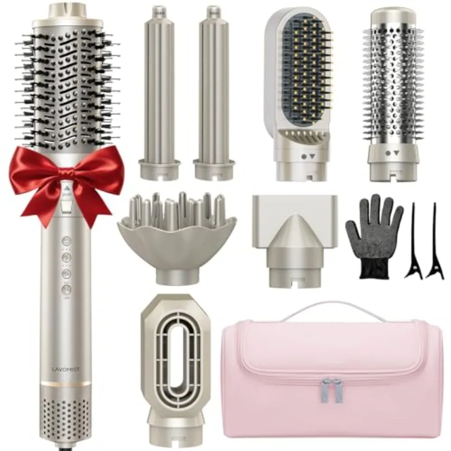 

Многофункциональный фен-щетка 8-в-1 с двойным напряжением, насадками для выпрямления и завивки, 110 000 об/мин, ионизация, быстрая сушка для укладки волос