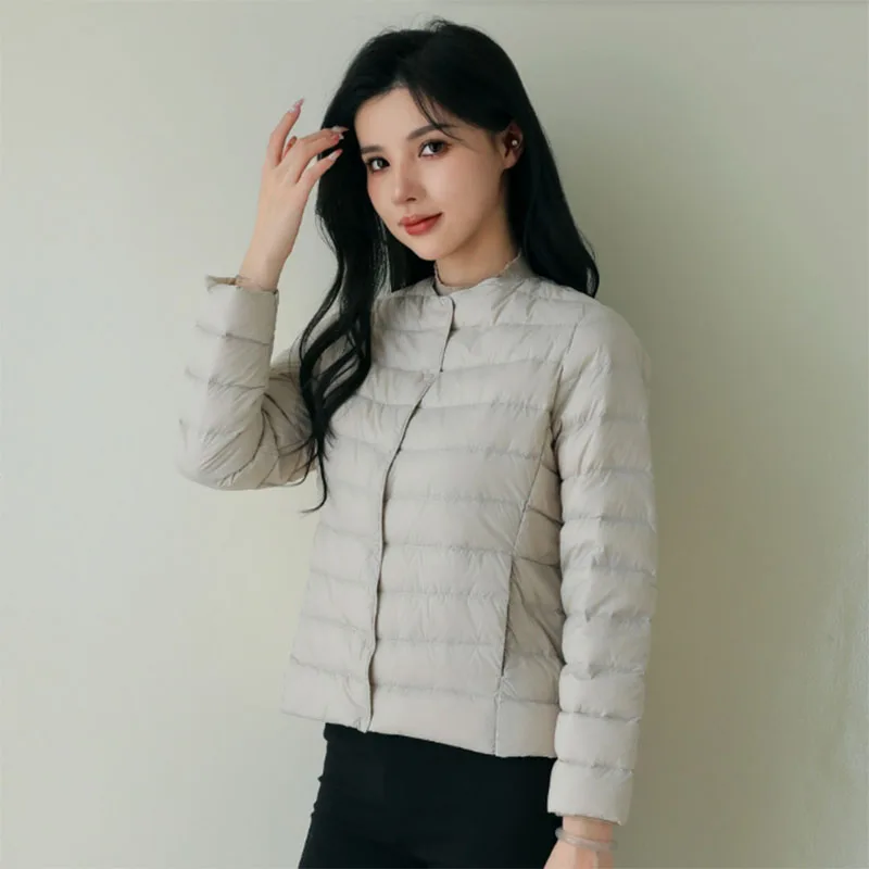 Lucyever Women Puffer Jacket 2024 Autumn Winter Lightweight Warm Down Coats Female Collarless Ultralight Quilted Outerwear Woman