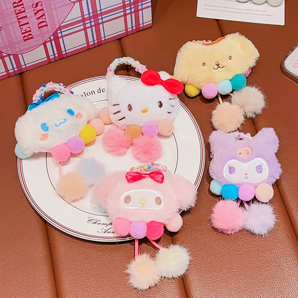 

2Pcs Hair Accessories Hello Kitty Elastic Hair Bands Sanrio Hair Loop Cute Hair Rope Anime Cartoon Kuromi Hair Ornament Hair Tie